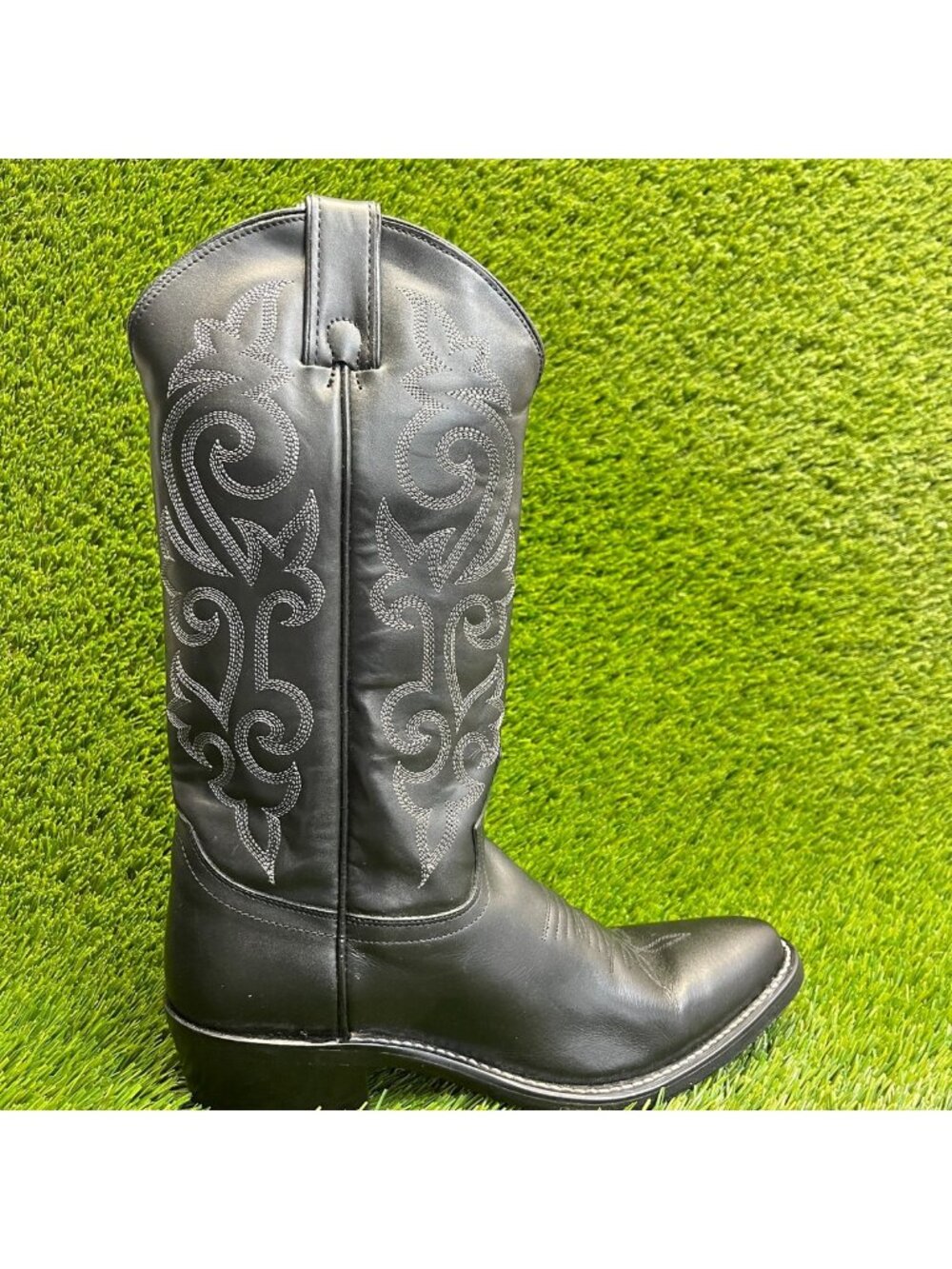 Justin Buck 13" Mens Size 8.5 Black Classic Outdoor Pull On Western Cowboy Boots